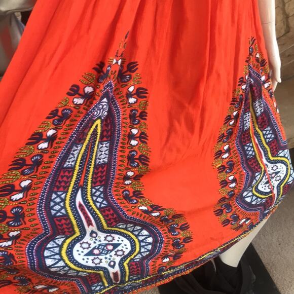 Jessica Taylor Rayon Teresa Orange Printed V-Neck Flowy Sleeveless Dress Size L - Picture 5 of 11